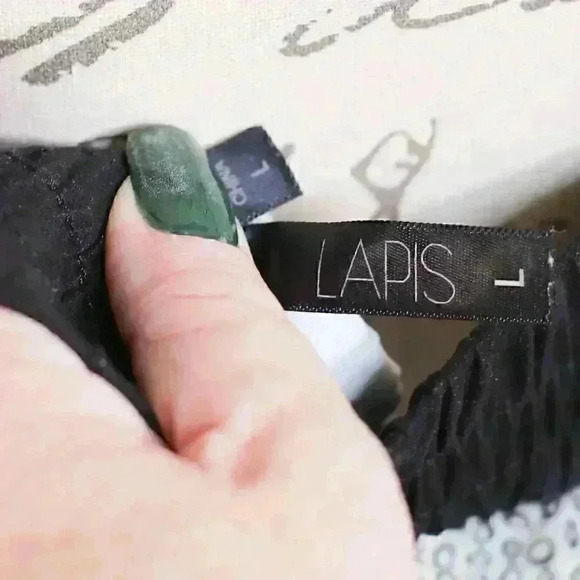 Lapis Size L Circle Print Black and White Pull On Elastic Drawstring Waist Maxi - Picture 9 of 11